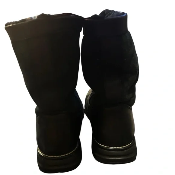 UGG Australia Black Leather Sheepskin Lined Boots - Winter - Size - Picture 4 of 7